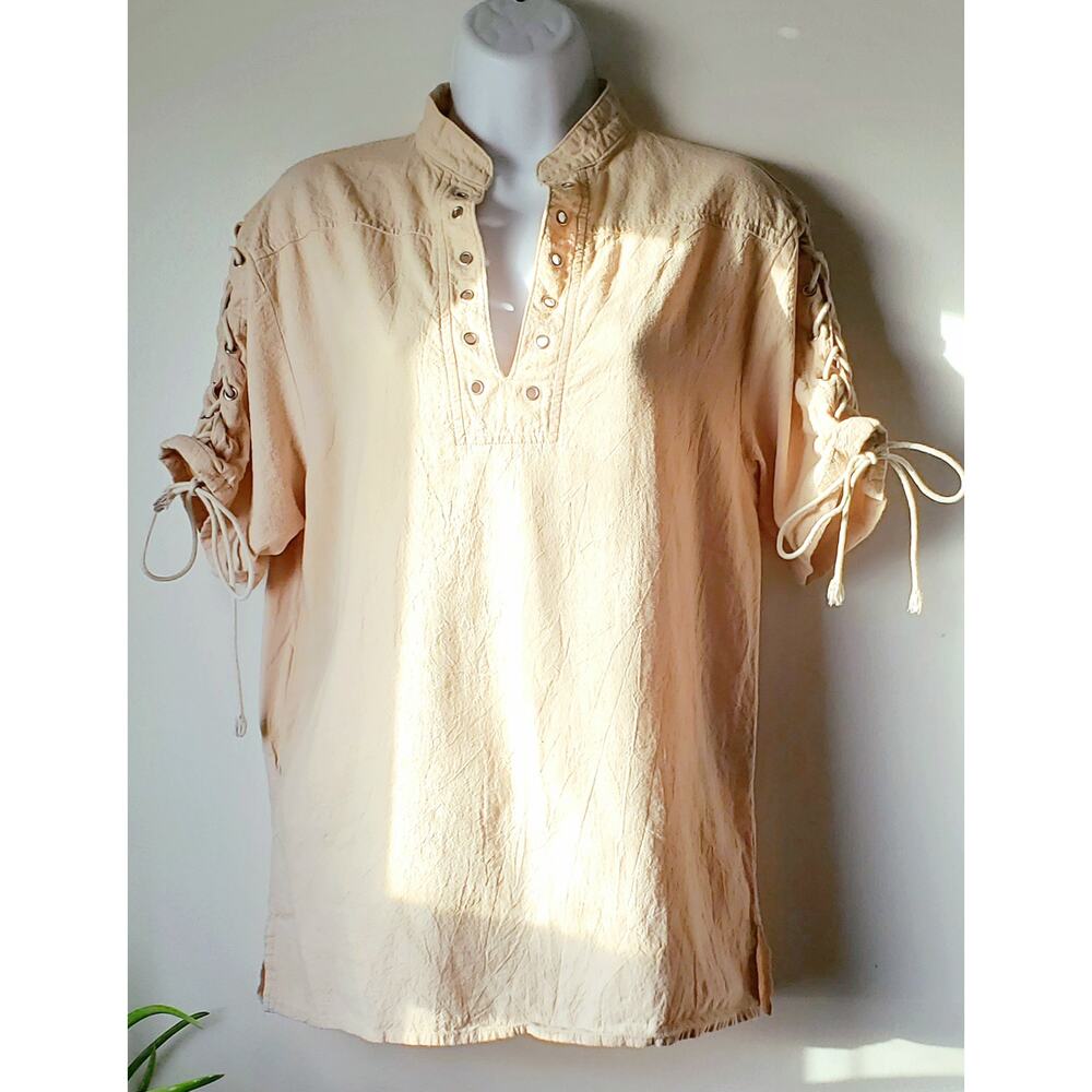 Moomphya Unisex Cream Renissance Blouse Size Small Costume Wench Pirate Cosplay